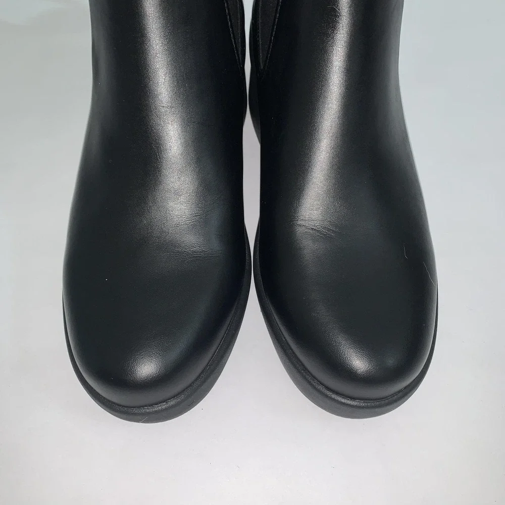ABEO Passage Chelsea Boots Womens Size 9 Black Leather Ankle Wedge Pull On
